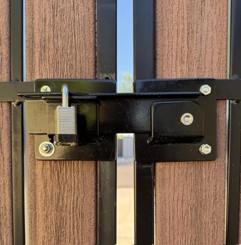 Gate Latch for Wooden Fence, 9 Inch Heavy Duty Fence Gate Latch with Padlock Hole, Outdoor Flip Gate Latch for Wood and Metal Gates, Yard, Shed, Barn