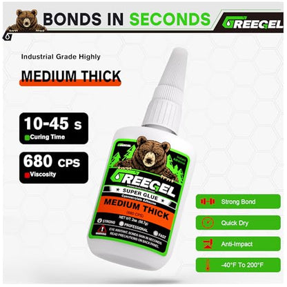 Liquid Medium Thick Super Glue 1 oz + 3g Gel Glue for Cermic - color: Medium Thick Viscosity, size: 1 oz