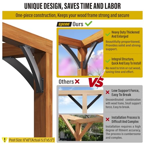 Heavy Duty 45 Degree Angle Support Bracket 2"×4" (Actual: 1.5"×3.2") Wood Beam Support Hardware Degree Post Bracket for Gazebos Pagola Porches 12Pcs - size: 2"×4"