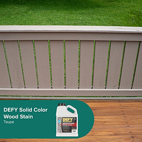 DEFY Solid Color Wood Stain TP-Solid - UV Resistant, Opaque, Fence Stain - Taupe, 1 Gallon - color: Taupe, size: 1 Gallon
