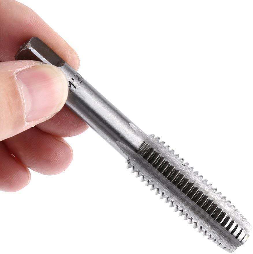 Thread Tap Tool Set, 7pcs Straight Flute Thread Tap Set Metric Screw Metric Thread Plug Taps Set M3, M4, M5, M6, M8, M10, M12 for Tapping Various Threads