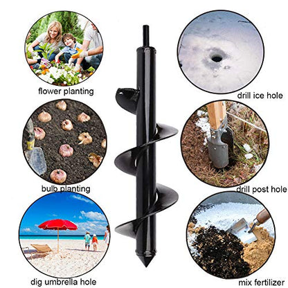 Auger Drill Bit for Planting - 3"X12" Heavy-Duty Garden Auger Spiral Drill Bit - Bulb Planter Tool & Auger Post Hole Digger - 3/8" Hex Drive Drill - size: 3"x12"(Black)