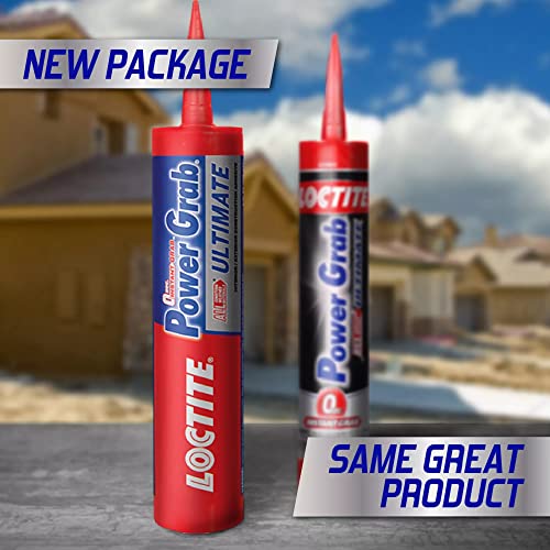 Loctite Power Grab Ultimate Construction Adhesive, 9 fl oz Cartridge, 1 Pack - Versatile High Strength, Wide Temperature Range Construction Glue - size: 9 fl oz Cartridge