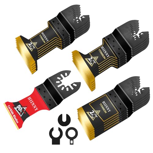 16PCS Titanium and Carbide Oscillating Tool Blades, Heary Duty for Hard Material,Professional Universal Oscillating Saw Blades Multitool Blades Kits for Metal Wood Dewalt Milwaukee Ryobi Fein - size: 16PCS(1Carbide Included)