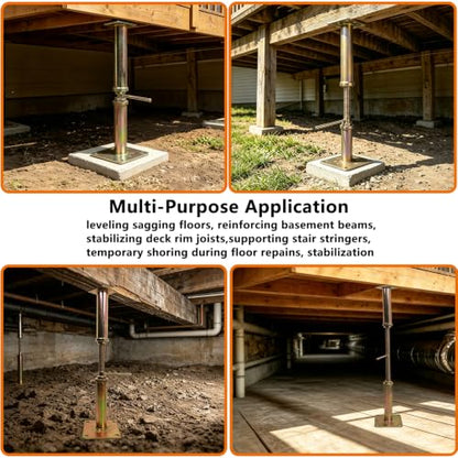 4 Pack Adjustable House Jack Floor Joist Support 16.5"-26.7" for Leveling - size: 16.5-26.7 inch