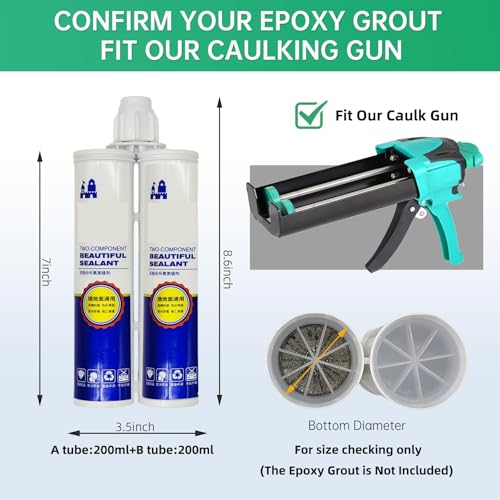 Double Caulking Gun,Dual Epoxy Gun for 400 mL(13.5 fl oz,1:1 Mix Ratio),Manual Dual Component Adhesive Applicator with 9 Pieces Caulk Tools,Green - color: Green