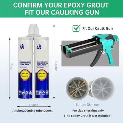 Double Caulking Gun,Dual Epoxy Gun for 400 mL(13.5 fl oz,1:1 Mix Ratio),Manual Dual Component Adhesive Applicator with 9 Pieces Caulk Tools,Green - color: Green