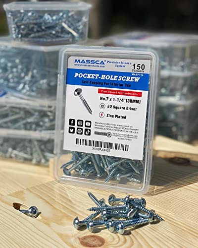 Massca Pocket Hole Screws, Self Tapping Wood Screws | 1" Fine Thread