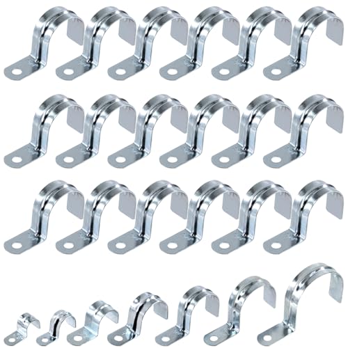 Swpeet 30Pcs 1-1/2"(40mm) Zinc Plated One Hole EMT Pipe Strap Kit, Pipe Straps U Bracket Tube Strap Pipe Clamp 1 Hole Snap On Pipe Strap Conduit Clamps Tension Clips for Fixing EMT Conduit Pipe - style: 1-1/2"-40mm