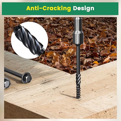 #14 x 2 Wood Structural Screws 50 Pcs, Exterior Hex-Head Lag Screws, Black Heavy Duty Construction Timber Log Landscaping Wood Screws, Hex Socket Included - size: #14 x 2"