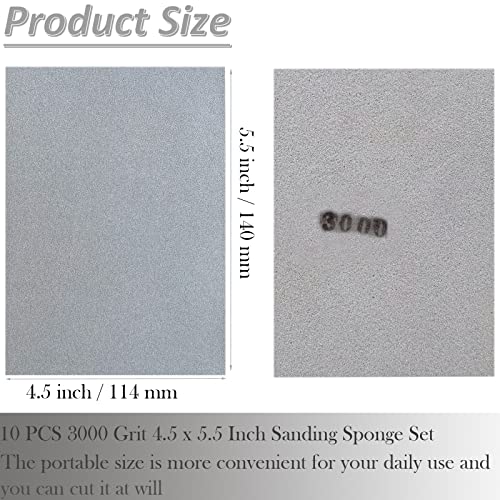 10 PCS 3000 Grit 4.5 x 5.5 Inch Sanding Sponge Set, Wet or Dry Hand Sanding Sponges Sheet, Flexible Soft Foam Sand Block for Drywall, Corner Contour, Metal Wood - style: 3000 Grit