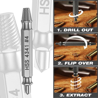 Greywolf 6 pcs Damaged Screw Extractor Set，Professional Grade Broken Bolt & Stripped Screw Remover Kit with Case，Hardened Steel Construction，Fits Drill & Hand Tools，DIY, Automotive, Plumbing Repair - size: 6
