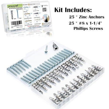 50Pcs Metal Self Drilling Drywall Anchors Heavy Duty with Screws Kit