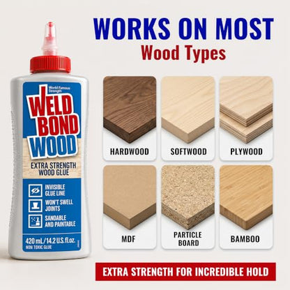Extra Strength Wood Glue for Woodworking, Furniture Repair, Crafts, Carpentry, or DIY Projects. Non-Toxic, Heavy Duty, Water Clean-up, Sandable, Paintable & Invisible Glue Line, 6 Pack - 14.2 Bottle. - size: 6 Pack