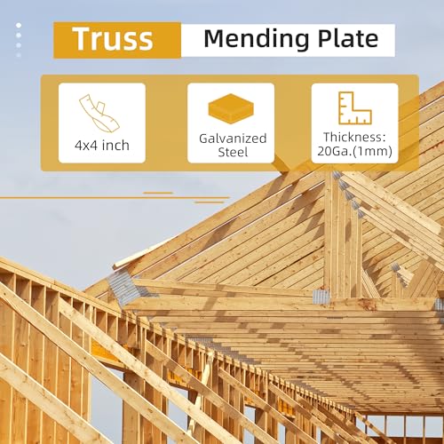 20 Pack 4x4 inch Truss Plate, Truss Mending Plate with 8mm Nail Teeth - size: 4x4 inch