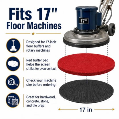 17" Sanding Screen Discs with Buffer Pad,10 Pack 80 Grit Mesh Floor Sanding Screen - for Wood Floor,Epoxy Maintenance - size: # 80 10+1Pack