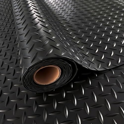 StellarStar 4x8 FT Garage Floor Mat, 2.8mm Thickened PVC Diamond Plate - color: Black, size: 4x8 FT