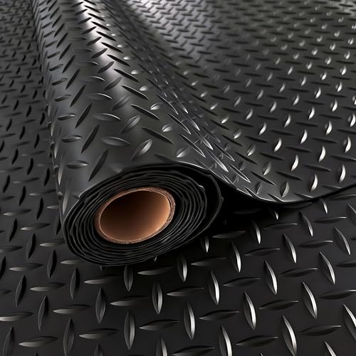 StellarStar 4x10 FT Garage Floor Mat, 2.8mm Thickened PVC Diamond Plate - color: Black, size: 4x10 FT