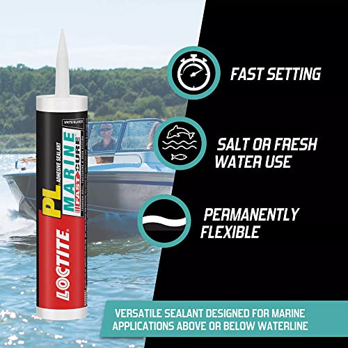 Loctite PL Marine Fast Cure Adhesive Sealants, Waterproof Construction Glue for Fiberglass, Vinyl, Glass & More - 10 fl oz Cartridge, Pack of 1 - size: Single, style: 10.1 oz. Cartridge