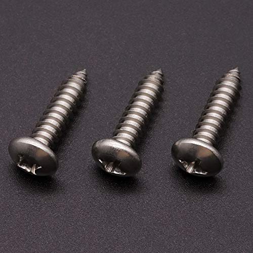 #4 x 1 (100 Pack) Stainless Steel Phillips Pan Head Wood Screws, Stainless Steel 304 (18-8), Pan Head Sheet Metal Screws Self Tapping for Wood - size: #4 x 1"