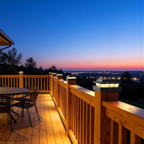 Solar Post Cap Lights for 4x4 Wood/Vinyl Posts - color: Glossy Black, size: 2 Pack