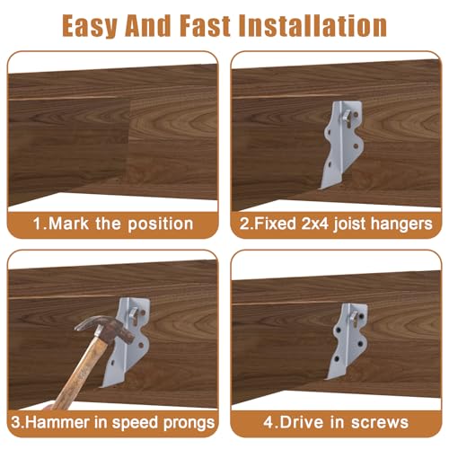 2x4 Joist Hangers Galvanized 20 Pcs,16 Gauge Face Mount Joist Hanger - size: 2" x 4"