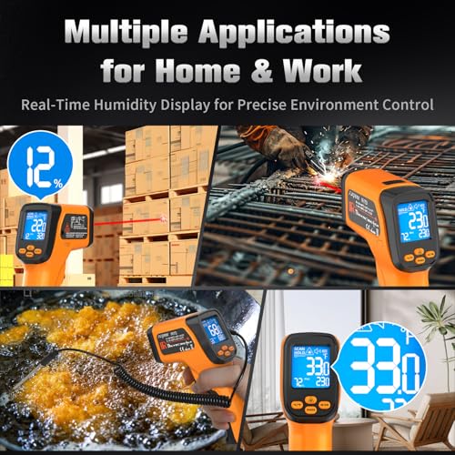 Infrared Thermometer Temperature Gun 1472°F, 12:1 Laser IR - color: -58°F to 1472°F