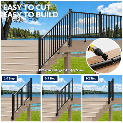 Egadis 1 Pack 36 in x 6 ft Modular Side Mount Aluminum Stair Railing Kit - color: Stair 6ft-P1