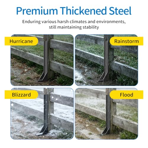 4 Pack Fence Post Repair Kit, Heavy Duty Tilted Fence Support Stakes, 31.5'' Length Thickened Steel Post Stabilizer, Quick Fix Broken/Leaning 4x4/6x6 Wood Posts