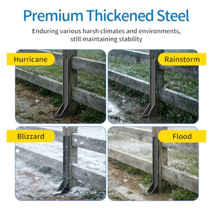 4 Pack Fence Post Repair Kit, Heavy Duty Tilted Fence Support Stakes, 31.5'' Length Thickened Steel Post Stabilizer, Quick Fix Broken/Leaning 4x4/6x6 Wood Posts