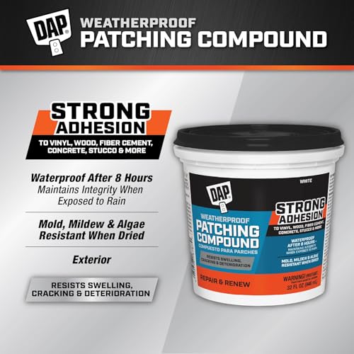 DAP Weatherproof Patching Compound, White, 32 Oz (7079818787) - size: 32 fl oz