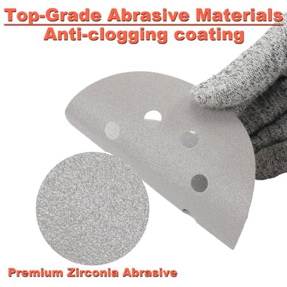 5 Inch Film Sanding Discs: 80-240 Grit Hook & Loop 8 Hole Assortment