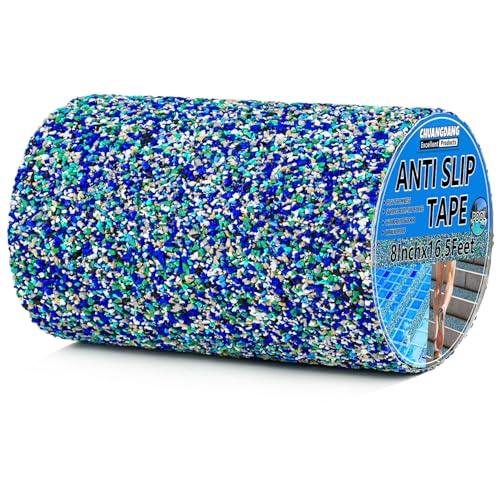 Blue Rubber Anti Slip Tape 8Inchx16.5Feet，Blue Non Slip Tape for Pool,Stair Steps,Bathroom,Trails,tub,Boats,ramp,Stairs Grip Tape,No Skid, High Traction Friction - size: 8Inchx16.5Feet
