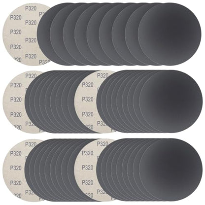 6 Inch 50 Pcs Wet Dry Hook and Loop Sanding Discs, No Hole, 320 Grit - style: Grit 320