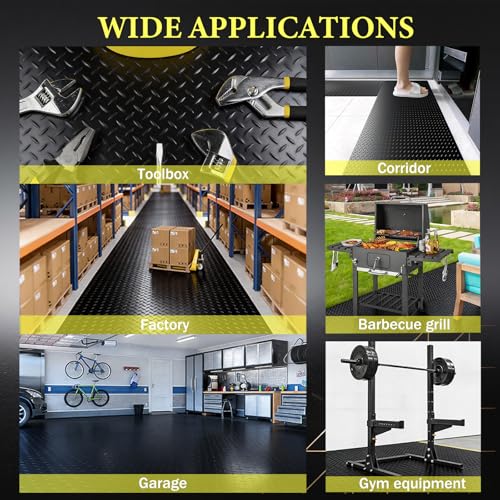 StellarStar 4x10 FT Garage Floor Mat, 2.8mm Thickened PVC Diamond Plate - color: Black, size: 4x10 FT