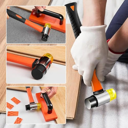 Laminate Wood Flooring Installation Kit, Vinyl Flooring Tools with Spacers, Tapping Blocks, Heavy Duty Pull Bar, Reinforced Double-Faced Mallet Non-Slip Soft Grip (65pcs-Set)