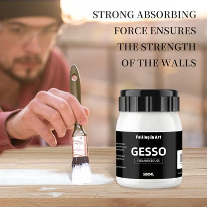 Falling in Art 16.9 Oz White Gesso Primer for Acrylic &Oil Paint - color: White