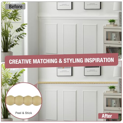 LSGCQ Flexible Molding Trim Peel and Stick Beaded Trim, Light Brown - color: Light Brown, size: 12mm/20ft
