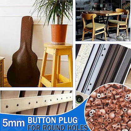 500Pcs 3/16" Plastic Hole Plugs, Screw Cap Round Button Plug - color: Red Brown, size: 500pcs*0.19"(5mm)