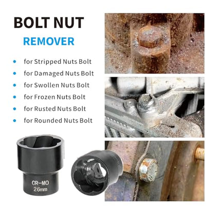 22pcs Bolt Nut Extractor Set Impact Lug Nut Removal Extractor Tool - size: Standard