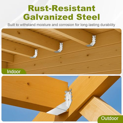 25 Pcs 2x8 Face Mount Joist Hangers, 20 Gauge Galvanized Joist Hangers for Wood, Hurricane Tie Rafter Brackets Perfect for Shed, Roof, Deck, Floor, Ceiling – Sliver