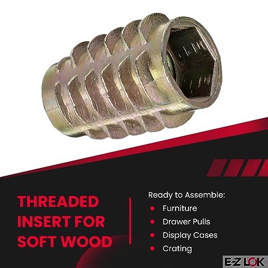 E-Z LOK Knife Thread Insert for Soft Wood, Hex Flush, 0.3125-18, Pack of 40 - size: 5/16"-18 Internal Threads, 0.789" (Pack of 2000)