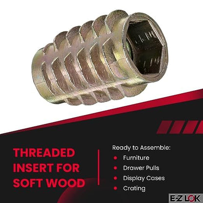 E-Z LOK Knife Thread Insert for Soft Wood, Hex Flush, 0.3125-18, Pack of 40 - size: 5/16"-18 Internal Threads, 0.789" (Pack of 2000)