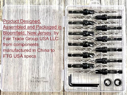 FTG USA 6 Pc #8 (11/64") 6 Pc #10 (3/16") Tapered Countersink Drill Bit Set - size: #8#10, style: Same Sort 6 Pc