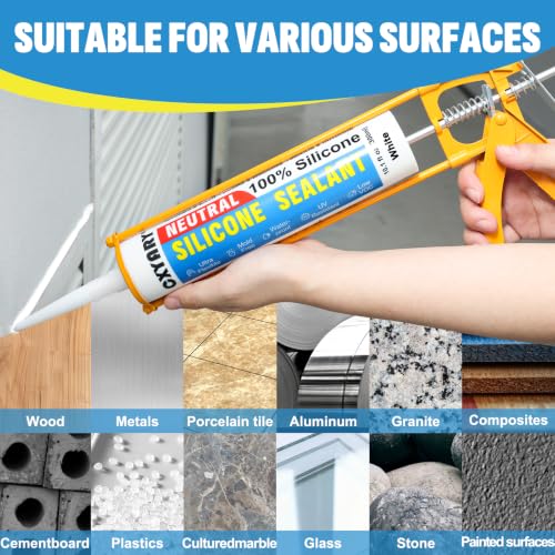 Silicone Caulk & Sealant White, 2 Pack - 100% Silicone Sealant (300ml) - color: White, size: 2 Pack