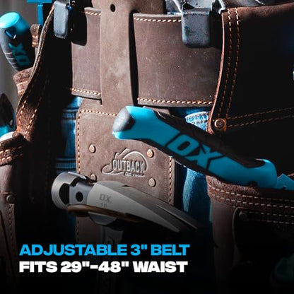OX Construction Tool Belt + Pouches - Leather Tool Belts For Men - Size XL - color: XL
