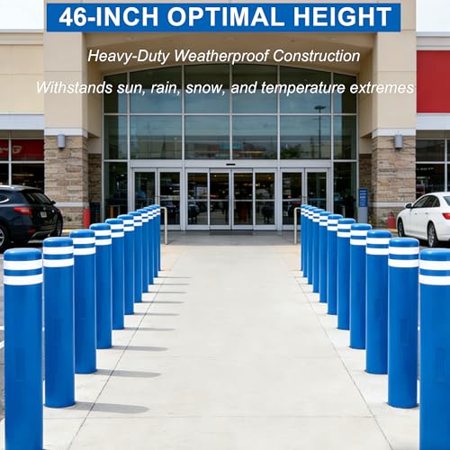 OrangeStar Bollard Cover 6" x 46" Blue with 2 Reflective Collars - color: Blue, size: 6"x46"