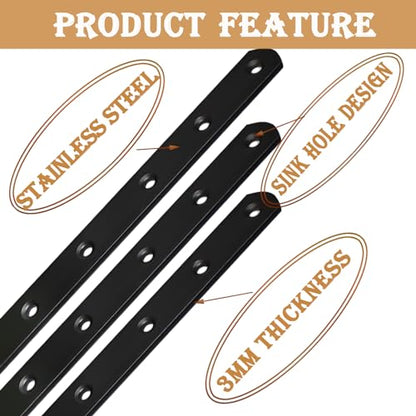 20Pack Straight Brackets Black, 6.5Inch 160MM Mending Plate Metal Brackets for Brace, Heavy Duty Joining Plates for Wood Fence Bookcase Cabinet, Straight Brace Repairing Mending Plates - size: 6.3 Inch (20 Pack)