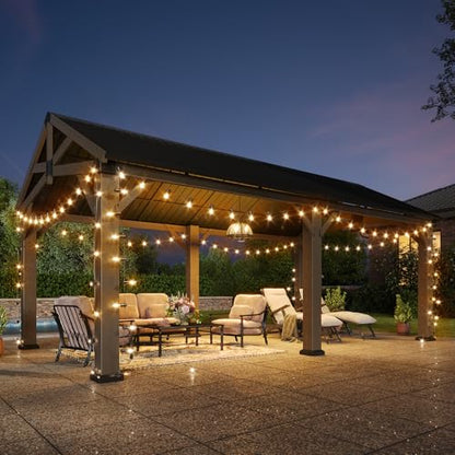 Aoxun 12' x 20' Wood Gazebo with Galvanized Steel Gable Roof, Gray - color: Taupe Gray, size: 12' x 20'