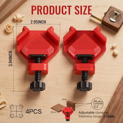 Chumia 4 Pack 60/90/120 Degree Corner Clamps for Woodworking Adjustable